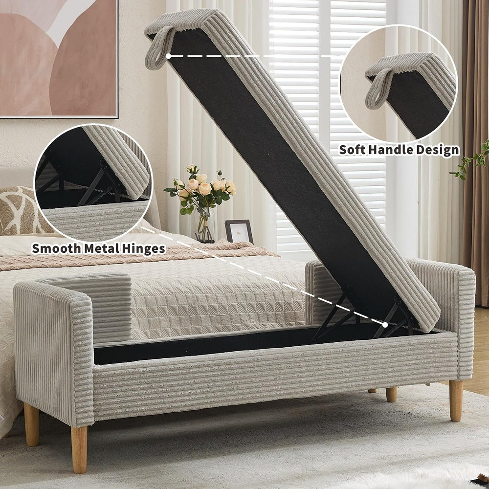 Chifee & Vingol 65.35" W Ottoman with Storage Bench for Bedroom End ...