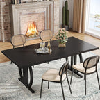 LITTLE TREE Modern Dining Table for 4-6 People, 63" Large Rectangular Kitchen Table with Geometric Legs, Unique Dinner Table Kitchen & Dining Room Furniture