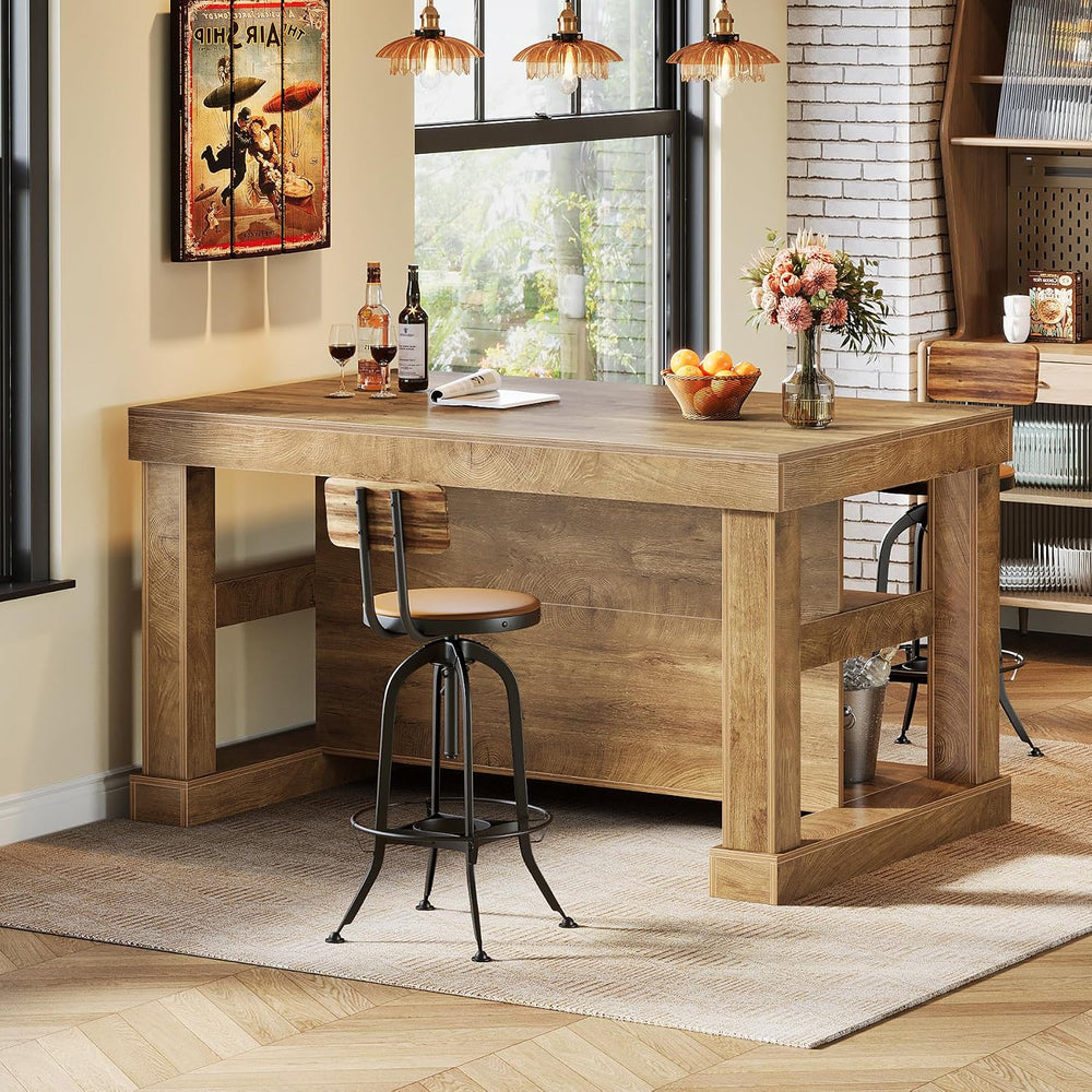 Tribesigns 55" Kitchen Island with Seating and Storage, 3-Tier, Farmhous...