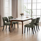 VKNOW Wooden Dining Chairs Set of 4, Modern Fabric Upholstered Dining Room Chair Kitchen Chairs, Farmhouse Dinner Chair for Kitchen Dining Room, Green-Black Legs