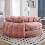 81.1in Extra Wide Round Boneless Sofa, Oversized Round Chaise Lounge Comfy, Upholstered Cloud Chenille Sleeper Lounge Chair with 14 Pillows for Living Room