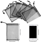 TecUnite 10 Pcs Mesh Bags Drawstring Laundry Bags Large Nylon Mesh Gift Dishwasher Bag with Sliding Drawstring for Kitchen Jewelry Gifts Wedding Favor Home(5.5 x 7.5 Inch,Black)
