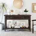 Merax Wood Farmhouse Entry Way Hallway Console Table with Drawers and Bottom Shelf Narrow Long Sideboard for Living Room Bedroom Espresso