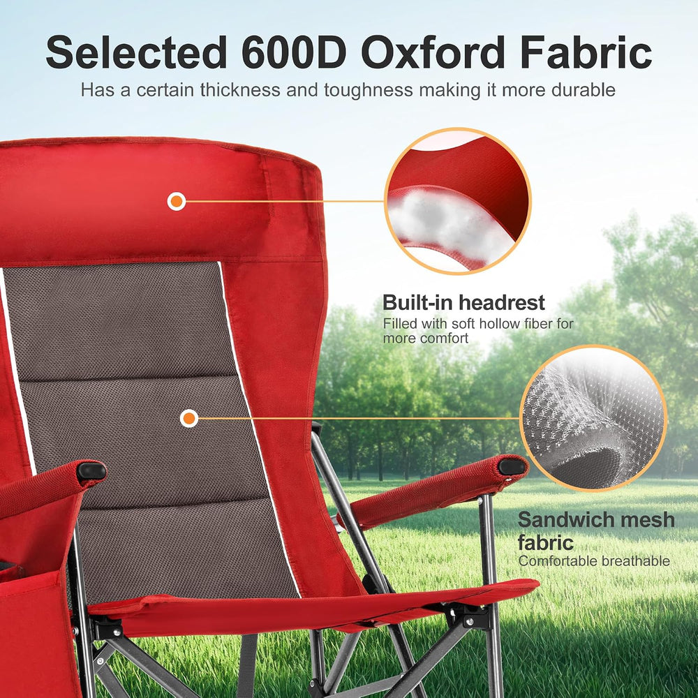 LET'S CAMP Oversized 29.52" High Back Camping Chairs Heavy Duty Lawn...