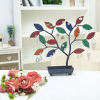 MyGift Jewelry Tree w/Bird Nest 48 pair Earrings Holder, Bracelets/Necklace Organizer Stand (Multicolored Metal)