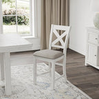 Signature Design by Ashley Robbinsdale Farmhouse Armless 24.75" Counter Height Upholstered Bar Stool with Foot Rest, Set of 2, White & Light Gray