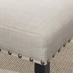Roundhill Furniture Biony Tan Fabric Dining Chairs with Nailhead Trim, Set of 2, Brown, Tan