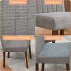 Upholstered Dining Chairs Set of 6, Button Tufted Parsons Chairs with Wood Legs and Padded Seat, Modern Fabric Side Chairs for Dining Room Kitchen Farmhouse Hotel, Gray