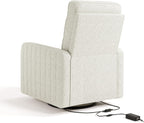 Storkcraft Kyoto Deluxe Power Recliner Swivel Glider, Ivory Boucle | Premium Electronic Power Recliner for Nursery, Includes Dual-USB Charging Port with USB-A & USB-C, Glider Rocking Chair