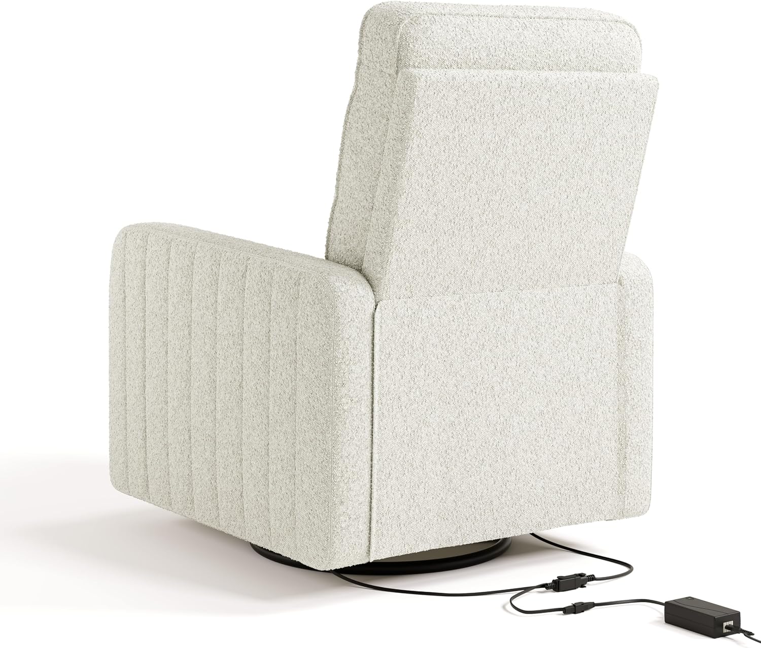 Storkcraft Kyoto Deluxe Power Recliner Swivel Glider, Ivory Boucle | Premium Electronic Power Recliner for Nursery, Includes Dual-USB Charging Port with USB-A & USB-C, Glider Rocking Chair