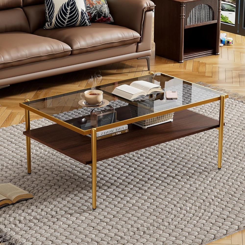 IANIYA Glass Coffee Table Modern Center Table,Small Coffee Table Sofa Side Te...