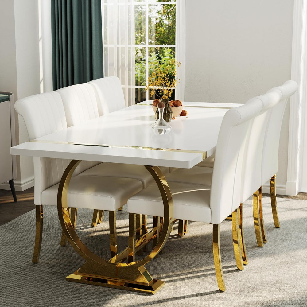 ACEDÉCOR Modern Dining Chairs Set of 2, White Leather Dining Room Chairs with...