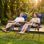 Devoko Zero Gravity Chair, Foldable Patio Recliner with Cup Holder, Blue | Padded Design, Heavy Duty, Supports 350 LBS, Anti-Gravity, for Camping, Outdoor, Lawn Use