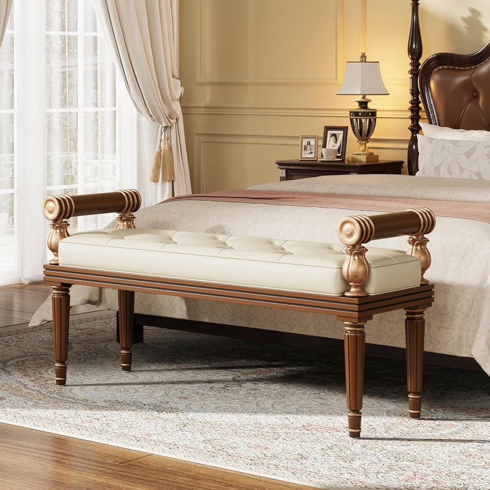 Christopher Knight Home Yae Luxurious PU Leather Upholstered End of Bed Ottom...
