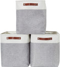 DECOMOMO Storage Baskets | Large Storage Bins 54.5L Fabric Baskets for Organizing Laundry Nursery Toys Cloth Linen Closet Organizers with Handles (Grey and White, XXXL - Jumbo/3P - 17" x 13" x 15")