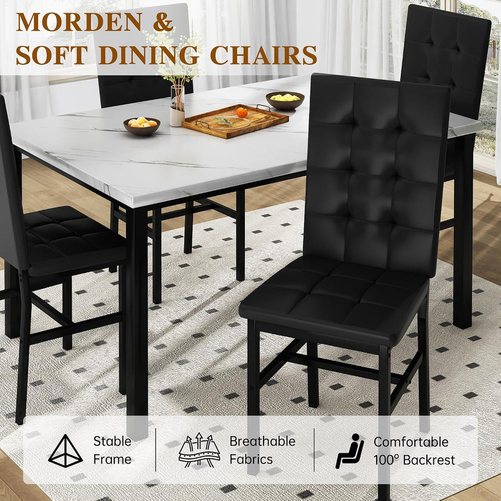 AWQM Dining Table Set for 4,Faux Marble Kitchen Table and Chairs Set of 4, Mo...