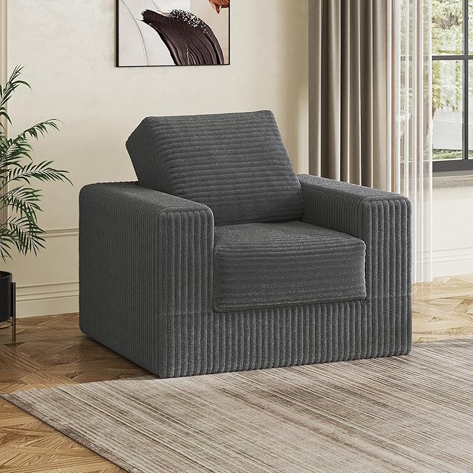 WLIVE Compact Bean Bag Chair, Single Foam Couch Chair, for Dorm Bedroom Kids Playroom, Teen Adult, Gray