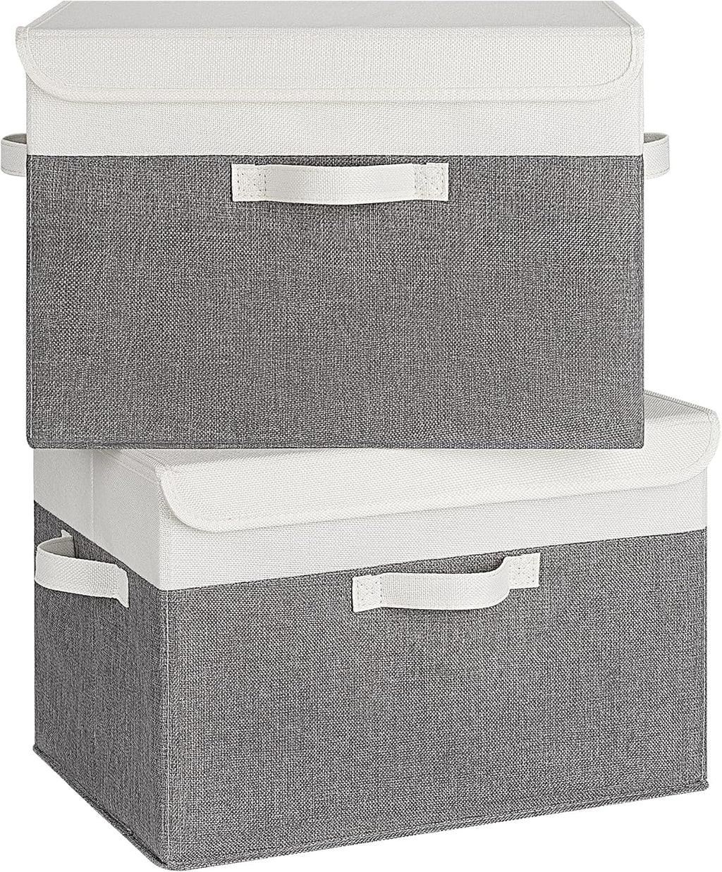 GRANNY SAYS Large Storage Bins with Lids, Collapsible Storage Box, Storage Basket for Shelves, Decorative Storage Bins, Toy Storage, Closet Organizers, White/Gray