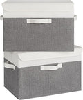 GRANNY SAYS Large Storage Bins with Lids, Collapsible Storage Box, Storage Basket for Shelves, Decorative Storage Bins, Toy Storage, Closet Organizers, White/Gray