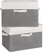 GRANNY SAYS Large Storage Bins with Lids, Collapsible Storage Box, Storage Basket for Shelves, Decorative Storage Bins, Toy Storage, Closet Organizers, White/Gray