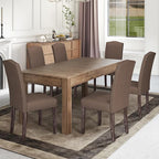 LSSBOUGHT Fabric Dining Chair Upholstered Parsons Kitchen Chair with Copper Nails and Solid Wood Legs for Dining Room,Restaurant (Taupe, 2PCS)