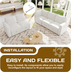 83.5" Sectional Sleeper Sofa with Pull Out Couch, Modern 5 Seat L Shaped Modular Couch, Sectionals Modular Sofa with Storage, Comfy Sectional Couches for Living Room & Apartment, Light Beige