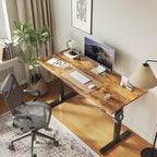 Agilestic Electric Standing Desk, 55 x 24 Inches Height Adjustable Desk, Sit Stand up for Work Office Home, Ergonomic Rising Computer Table with Memory Preset, Rustic Brown