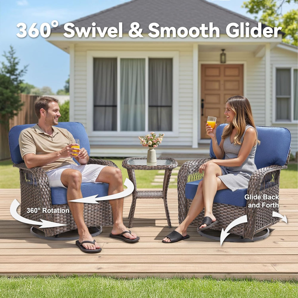 Wicker Swivel Rocker Patio Chairs, Patio Wicker Chairs Swivel Rocker Set of 2...