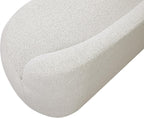 Meridian Furniture 119Cream Flair Collection Modern | Contemporary Boucle Fabric Upholstered Bench with Curved Back Design, Cream, 62" W x 23" D x 24" H
