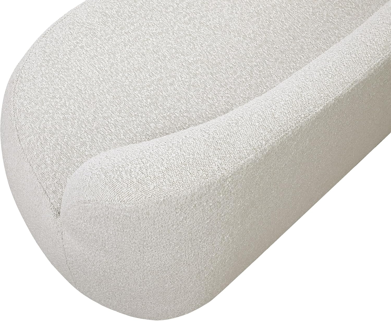 Meridian Furniture 119Cream Flair Collection Modern | Contemporary Boucle Fabric Upholstered Bench with Curved Back Design, Cream, 62" W x 23" D x 24" H