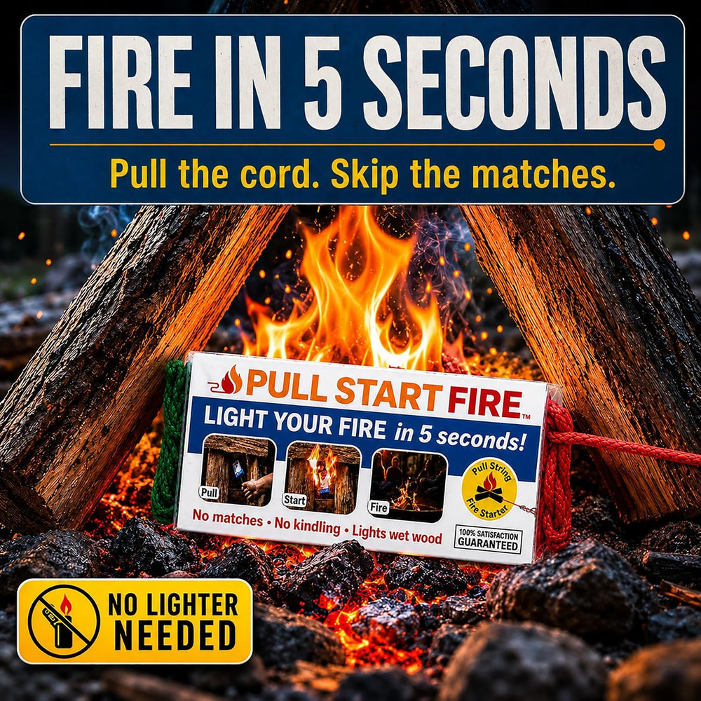 Starter, Pull String, No Matches, Lights Wet Wood, 6 Pack