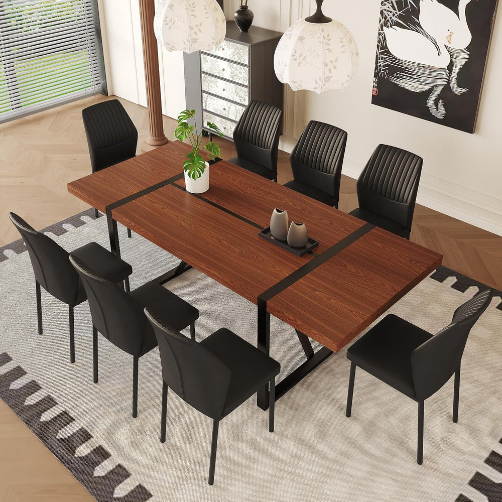 9 Piece Dining Table Set, 86.6'' Dining Table Set for 8,Wooden Table ...