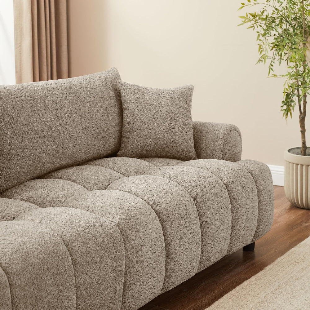 VANOMi Boucle Sofa Couch, 91" Comfy Tufted Upholstered Cloud Couches, Mo...