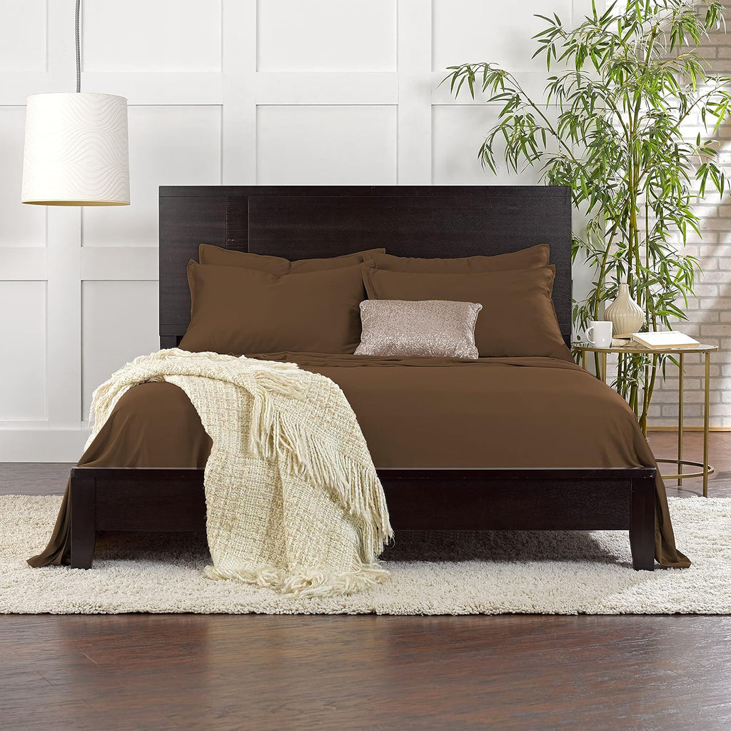 King Pillowcases by Pure Bamboo, Genuine 100% Organic Viscose Derived from Bamboo, Luxuriously Soft & Cooling, Double Stitching, Envelope Closure (2 King Pillowcases, Coconut Husk)
