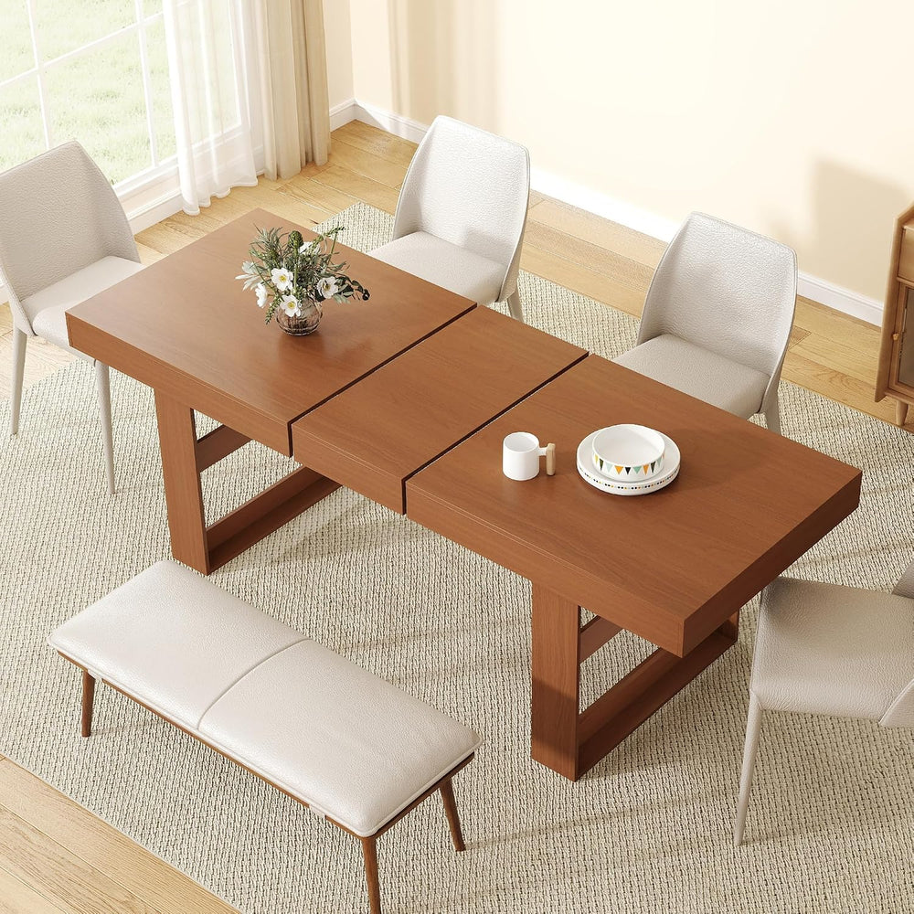 Extendable Dining Room Table for 6-10, 70.9"-78.7" Long Kitchen Tab...