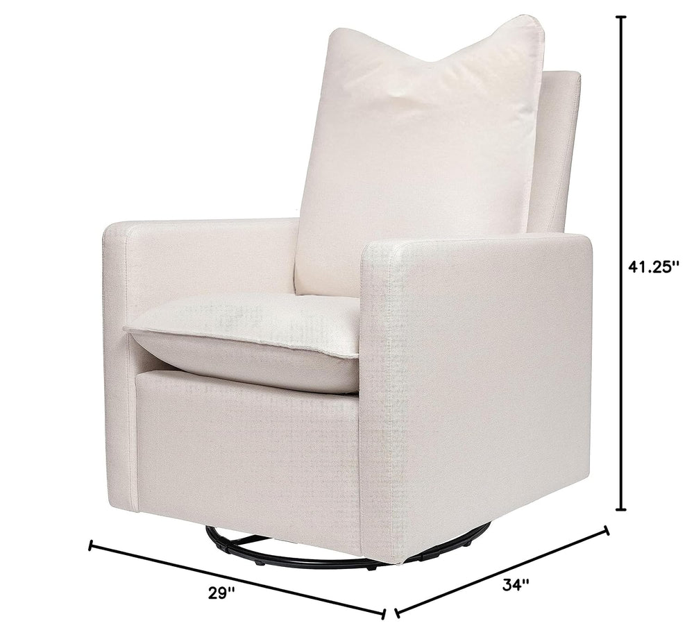 Babyletto Cali Pillowback Swivel Glider in Performance Plastic Cream Eco-Weav...