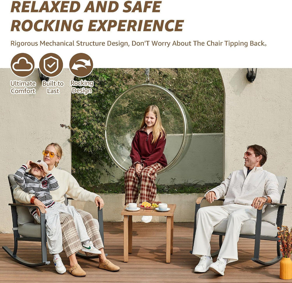 NATURAL EXPRESSIONS 3 Piece Patio Bistro Set, Glider Rocking Chairs & Table