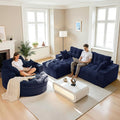 MAXYOYO L Shape Sectional Sofa Couch and Round Chaise Lounge, Modern Cloud Couch with Ottoman, Comfy Sofa with Layered Cushion, Tufted Upholstered Sleeper Chair for Living Room, No Assembly Required