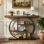 Shintenchi 41.3” Console Table with Storage, Industrial Entryway Table, 4-Tier Shelves Sofa Table Behind Couch, Narrow Wood Accent Table for Living Room, Entryway,Entrance, Hallway, Foyer,Rustic Brown