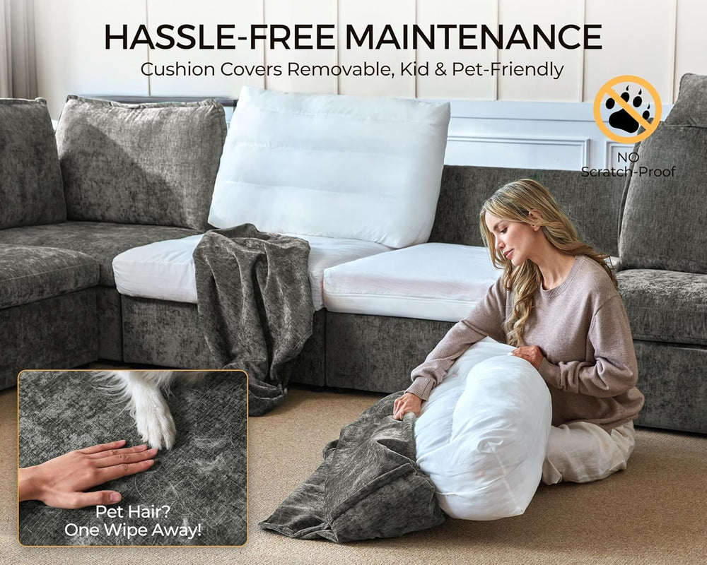 Oversized Modular Power Recliner Sofa Wall Hugger, Cloud Reclining Couch with...