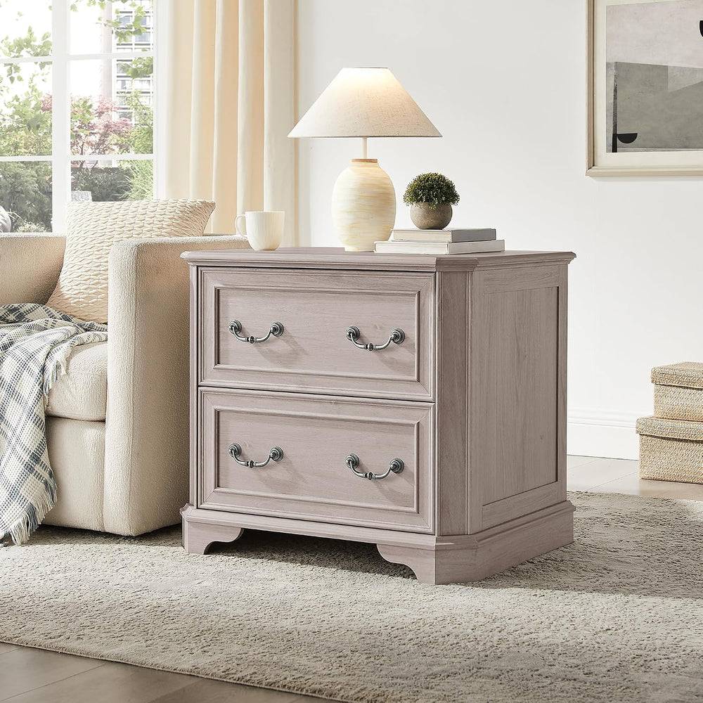 T4TREAM 30" Farmhouse Nightstand Set of 2 w/Charging Station | Large End...