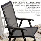 Outsunny Set of 4 Patio Folding Chairs, Stackable Outdoor Sling Patio Dining Chairs with Armrests for Lawn, Camping, Dining, Beach, Metal Frame, No Assembly, Black