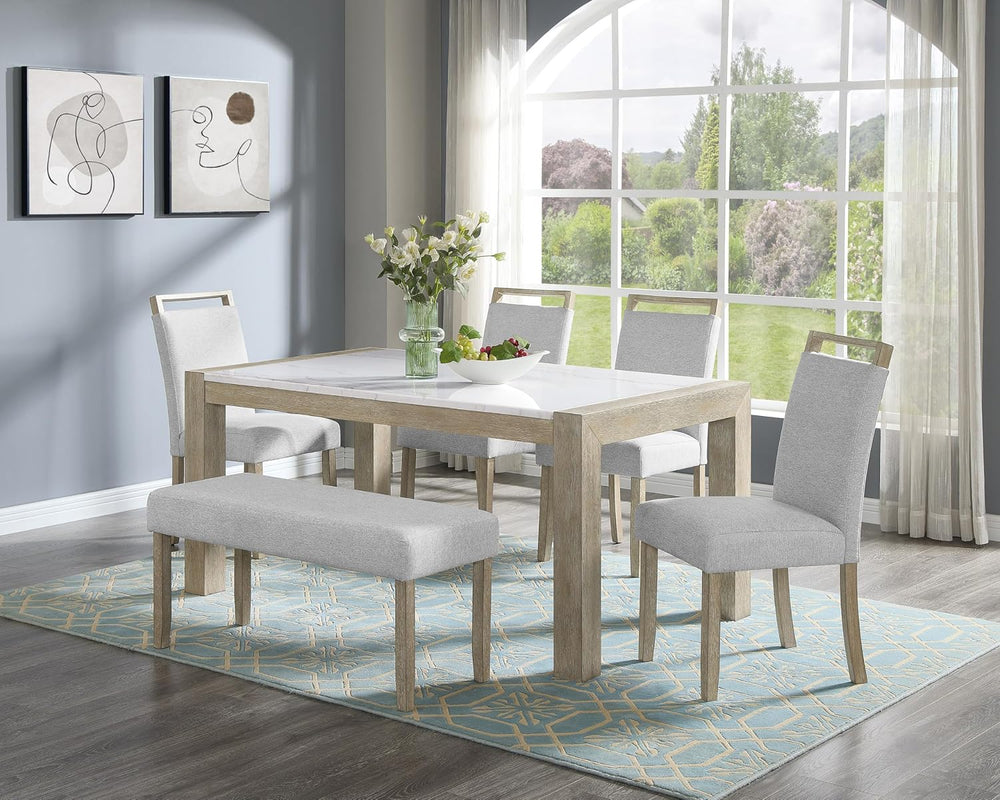 42 Inch Gray Upholstered Dining Bench, Tufted Padded Seat for Entryway | 19 I...