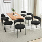 Boucle Dining Chairs Set of 2, Mid Century Modern Dining Room Chairs with Barrel Backrest, Upholstered Black Kitchen Chairs for Dining Room, Restaurant