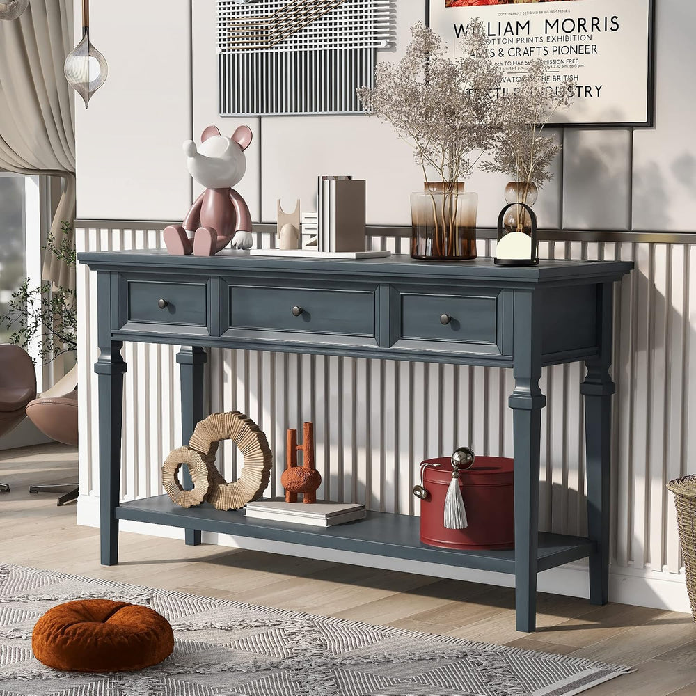 Knocbel Retro Entryway Console Table with 3 Storage Drawers and Open Shelf, E...