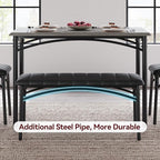 GarveeHome Dining Table Set for 4, Kitchen Table with Upholstered Chairs and Bench, Wood Rectangular Dining Table and Chairs Set for Small Space, Apartment, Dinner, Rustic Gray
