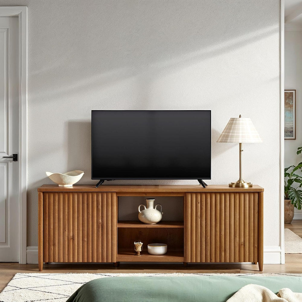 Walker Edison Scandinavian Reeded TV Stand with Storage for up to 70" TV...