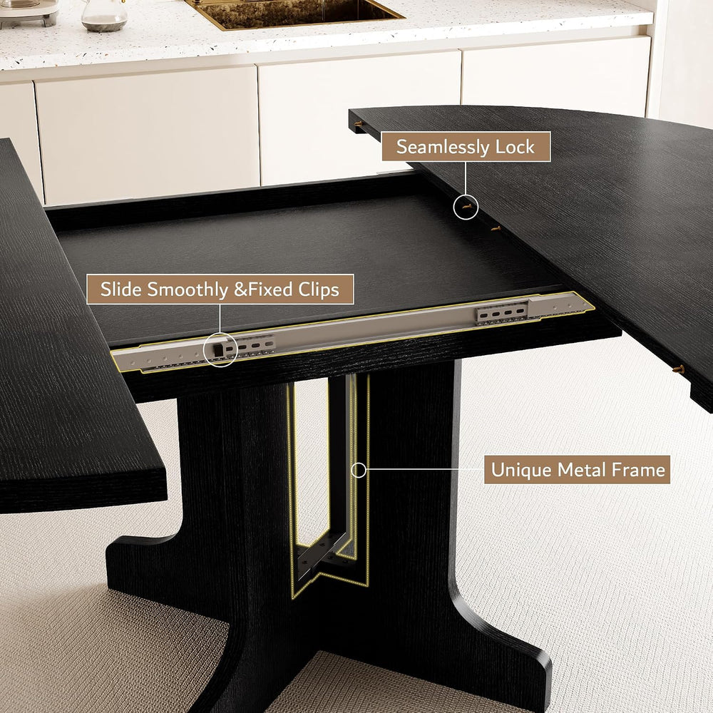 iPormis 5-Piece Round Dining Table Set for 4-6, 59" Extendable Dining Ro...
