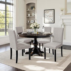 CHUN YI Upholstered Dining Chairs Set of 8, Fabric Dining Room Chairs with Solid Wood Legs, Modern Parson Chairs for Kitchen, Restaurant, Hotel, Light Gray