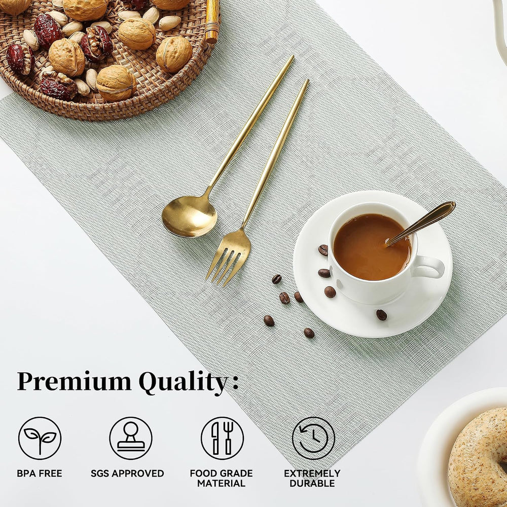 Mint Cream Placemats Set of 12 - Heat Resistant Non-Slip Place mats for Dinin...